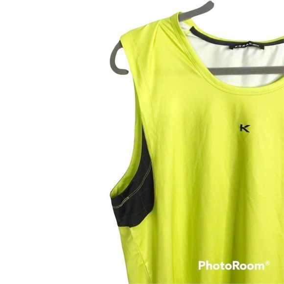 Koral mens sleeveless tank top in bright yellow green with black underarms - Picture 3 of 5